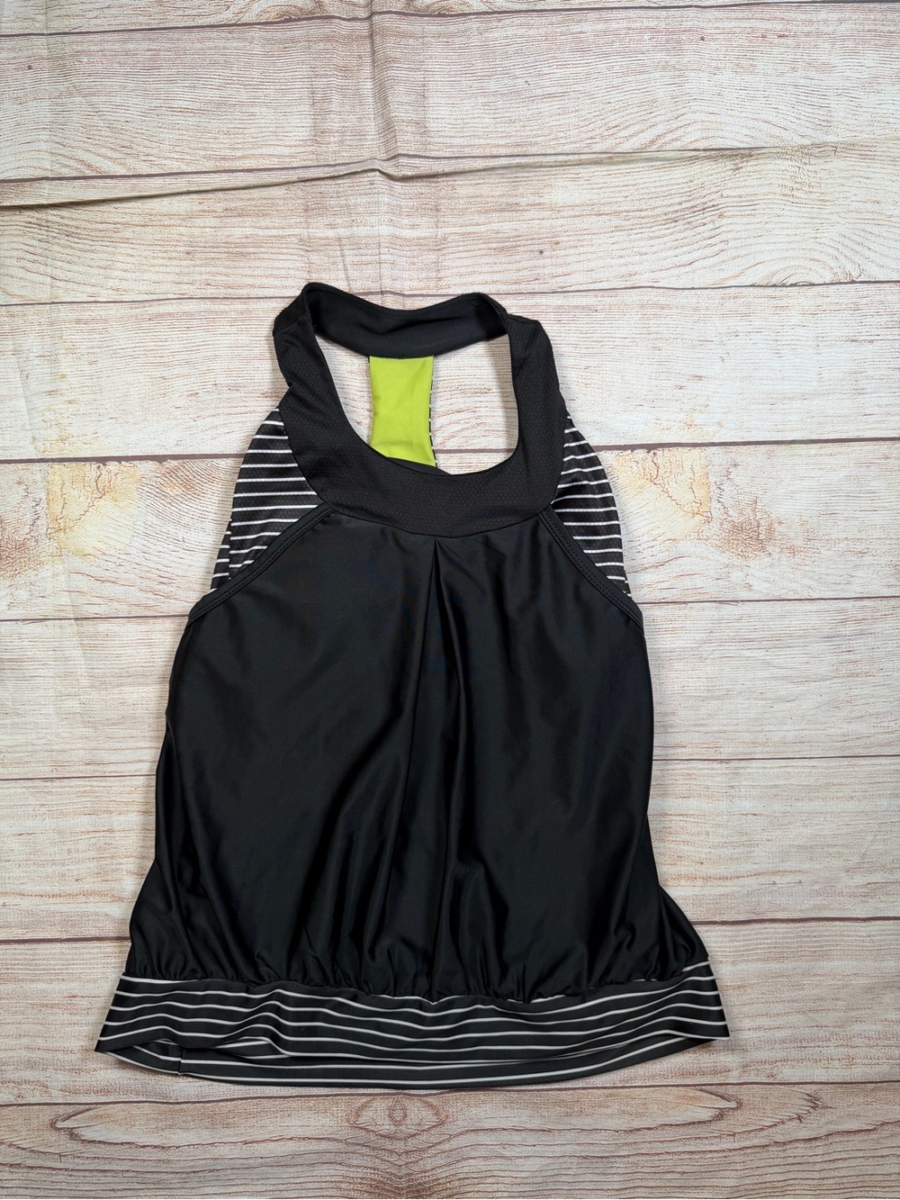 Moxie Cycle, bike, triathlon Women’s Black Racerback Tank Top with Lime Accent